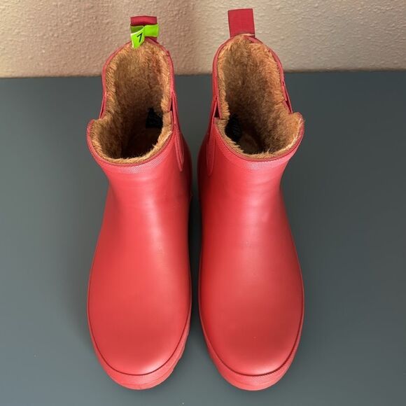 CHOOKA Chelsea Fur Lined Rain Boot Red *NEW* - Picture 3 of 8